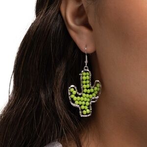 Paparazzi Lime Green Cactus Earrings